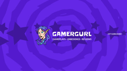 YouTube Banner Template for a Gamer Girl YouTube Channel 408d