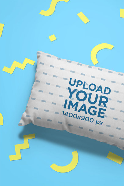 Mockup of a Pillow Surrounded by Colorful Shapes 24956