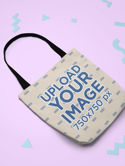 Tote Bag Mockup Lying over a Plain Surface with Geometrical Shapes  24964