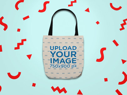 Mockup of a Tote Bag Surrounded by Cut Out Paper Shapes 24958