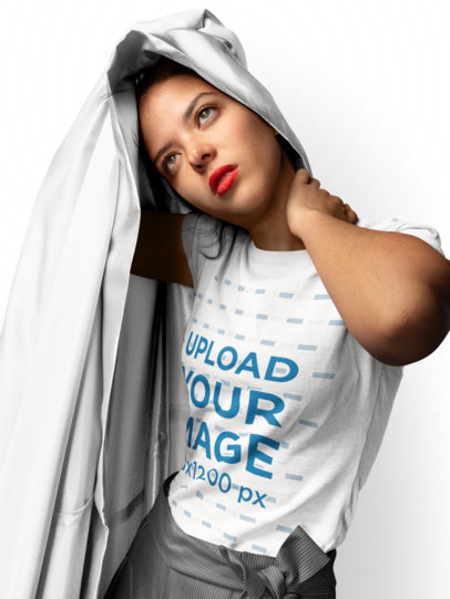 T-Shirt Mockup of a Woman with an Elegant Composition 