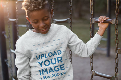 Heather Crewneck Sweater Mockup of a Child at the Playground 24948
