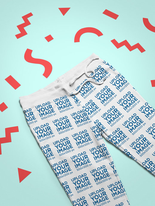 Leggings Mockup Surrounded by Cut out Paper Shapes