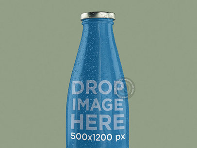 Mockup of a Milk Bottle Over a Solid Backdrop