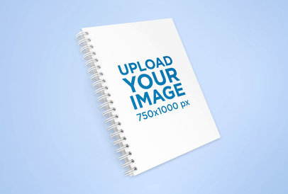 Render Mockup of a Spiral Notebook Floating in a Minimalist Background