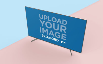 Mockup of a TV with a Geometric Background