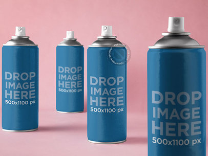 Label Mockup Featuring a Set of Spray Paint Cans