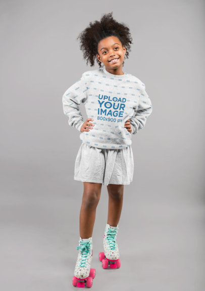 Sublimated Sweatshirt Mockup Featuring a Girl in Roller Skates 