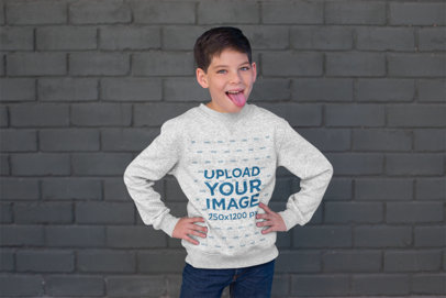 Sweatshirt Mockup of a Boy Making a Funny Face