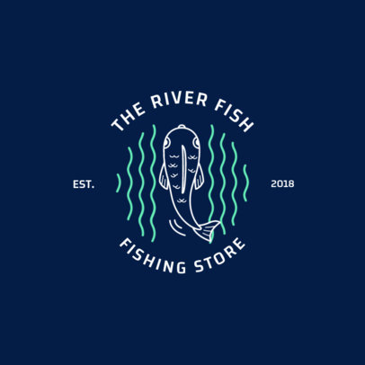 Fishing Store Logo Template with Fish Clipart