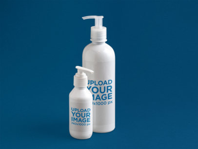 Label Mockup of a Set of Soap Bottles Over a Flat Backdrop a6674