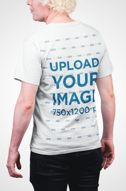 Back View Mockup of a Man Wearing a Tee in a Studio