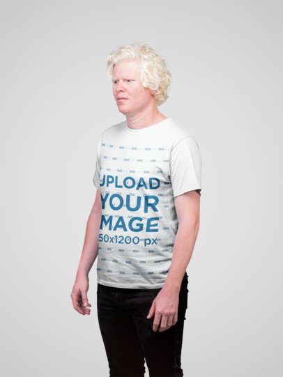 Round Neck T-Shirt Mockup of a Serious Man at a Studio