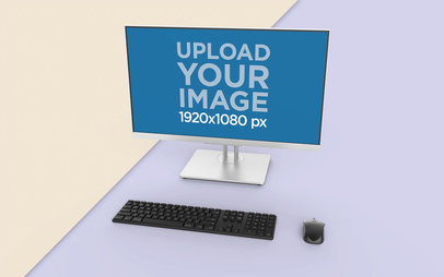 Mockup of a Desktop PC on a Duo-Colored Surface