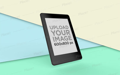 Kindle Mockup Displaying over a Split Multicolor Background 26139