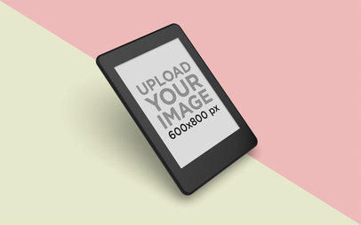 Kindle Mockup Floating over a Split Bicolor Surface