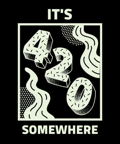 420 T-Shirt Design Template with Monochrome Illustrations