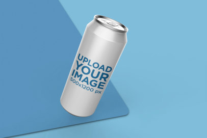 Can Mockup Slightly Inclined over a Bicolor Background