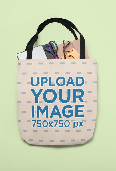 Mockup of a Tote Bag Full with Office Supplies 24832