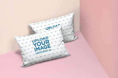 Mockup of Two Throw Pillows Lying in a Minimalist Multicolor Environment 25159