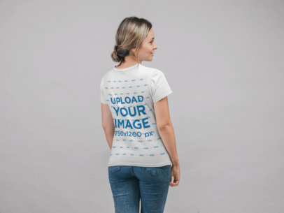 Tee Mockup of a Girl Facing Back While She Looks over Her Shoulder 22335