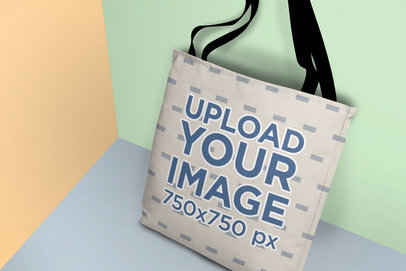 Tote Bag Mockup Featuring a Multicolor Setting 