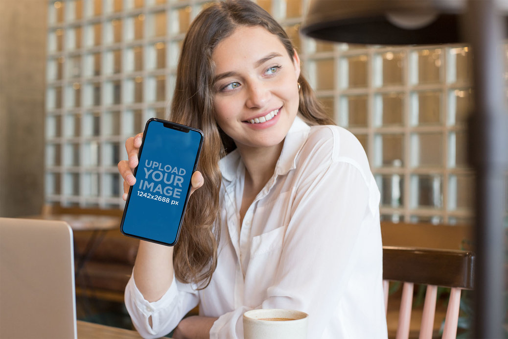 iPhone 11 Pro Max Mockup Featuring a Smiling Woman 