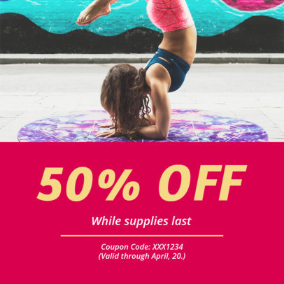 Coupon Design Maker for a Yoga Clothing Brand Promotion