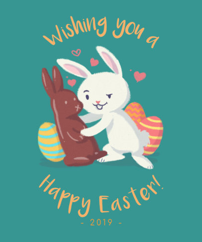Cute Easter Tee Design with Easter Bunny Graphics
