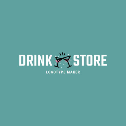 Simple Liquor Store Logo Design Template with Cocktail Icons