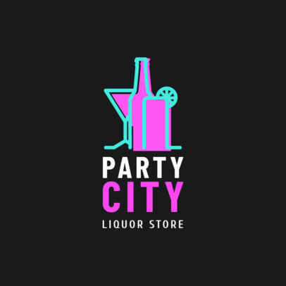 Liquor Store Logo Design Maker with Neon Style Booze Clipart