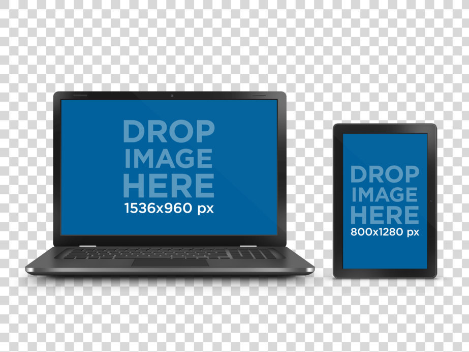 MacBook and iPad Mockup Featuring a Transparent Background