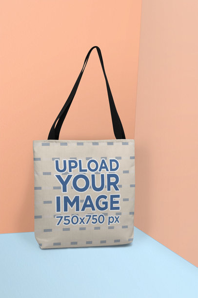 Tote Bag Mockup Standing Against a Colorful Scenario 25163