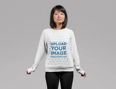 Sweatshirt Mockup of a Cute Girl with Bob Haircut Standing in a Studio 21780