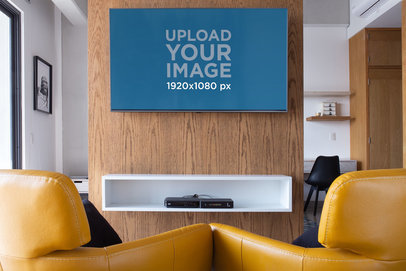 Mockup of a Smart TV in a Living Room with Symmetrical Composition 25832