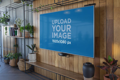 TV Mockup Featuring a Cool Rustic Living Room