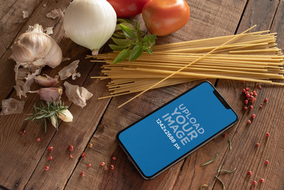 iPhone 11 Pro Max Mockup Featuring Italian Ingredients