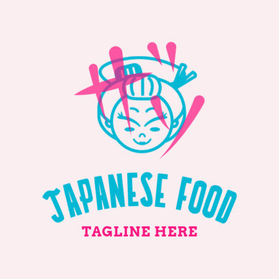 Japanese Food Logo Maker with Japanese Woman Clipart