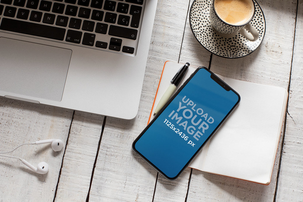 iPhone 11 Pro Mockup Featuring a Coffee Shop Setting