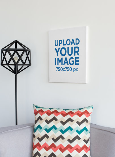 Art Print Mockup Featuring a Minimalistic Living Room 25855