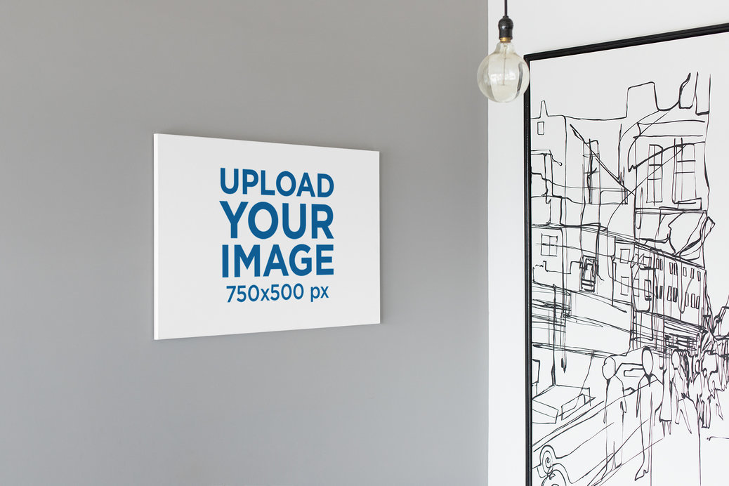 Mockup of an Art Print Canvas in an Avant-Garde Apartment 