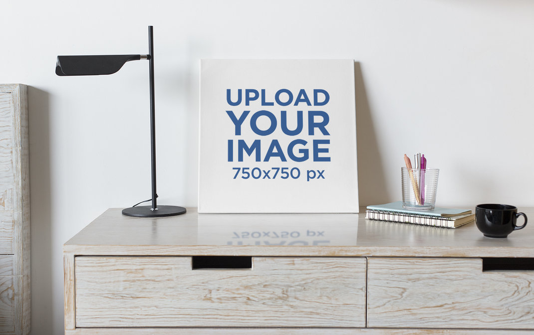 Art Print Canvas Mockup Featuring a Neat Bedroom 
