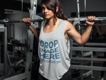 Tank Top Mockup of an Athletic Woman Lifting Weights