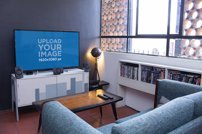 Smart Tv Mockup featuring a Small Living Room