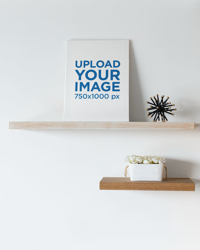 Canvas Art Mockup Standing against a Minimalist  Wall 