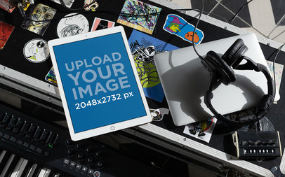 iPad Pro Mockup with Musical Accessories