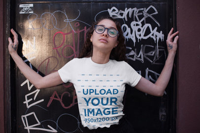 Mockup of a Woman Wearing a Tee with a Defying Gaze 25796