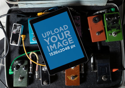 iPad Mockup Lying over a Pedalboard Case 25761