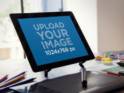 Mockup of an iPad in a Creative Setting