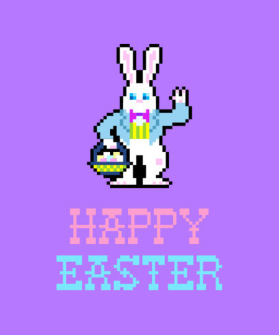 Easter T-Shirt Design Template with Pixel Art Easter Bunny 1211f